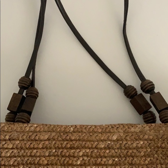 Brown / tan handbag 100% wheat straw weaved - Picture 6 of 8